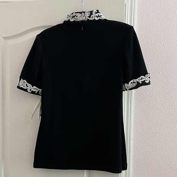 Vintage St. John Collection Marie Gray Black Short-Sleeved Shirt - Picture 5 of 5